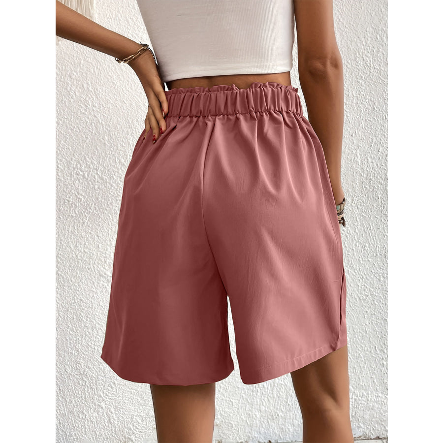 Pocketed Half Elastic Waist Shorts Apparel and Accessories