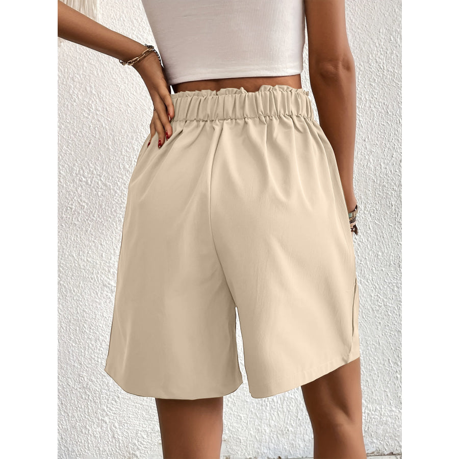 Pocketed Half Elastic Waist Shorts Apparel and Accessories