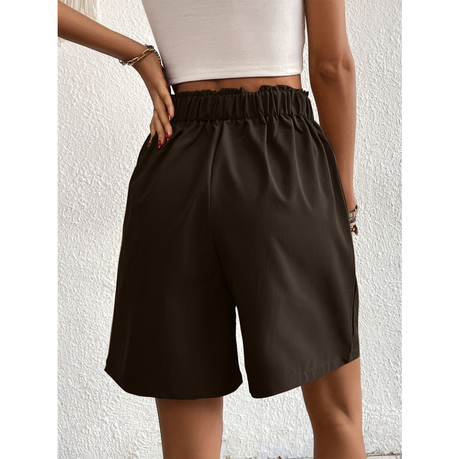 Pocketed Half Elastic Waist Shorts Apparel and Accessories