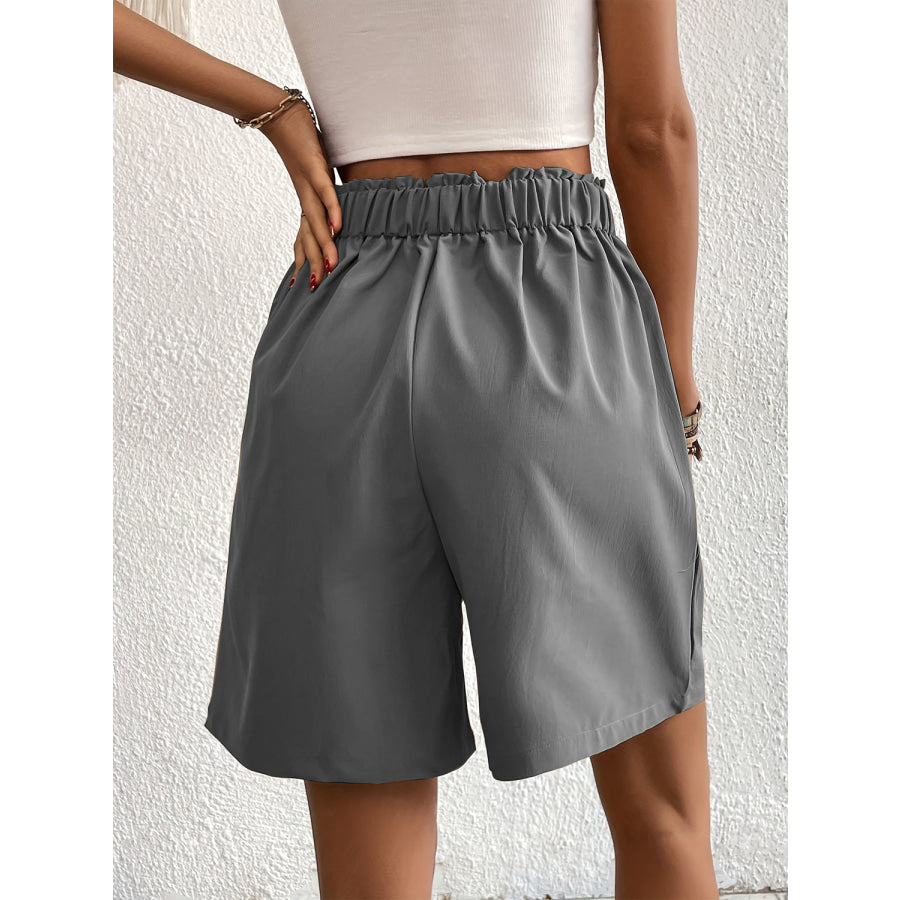 Pocketed Half Elastic Waist Shorts Apparel and Accessories