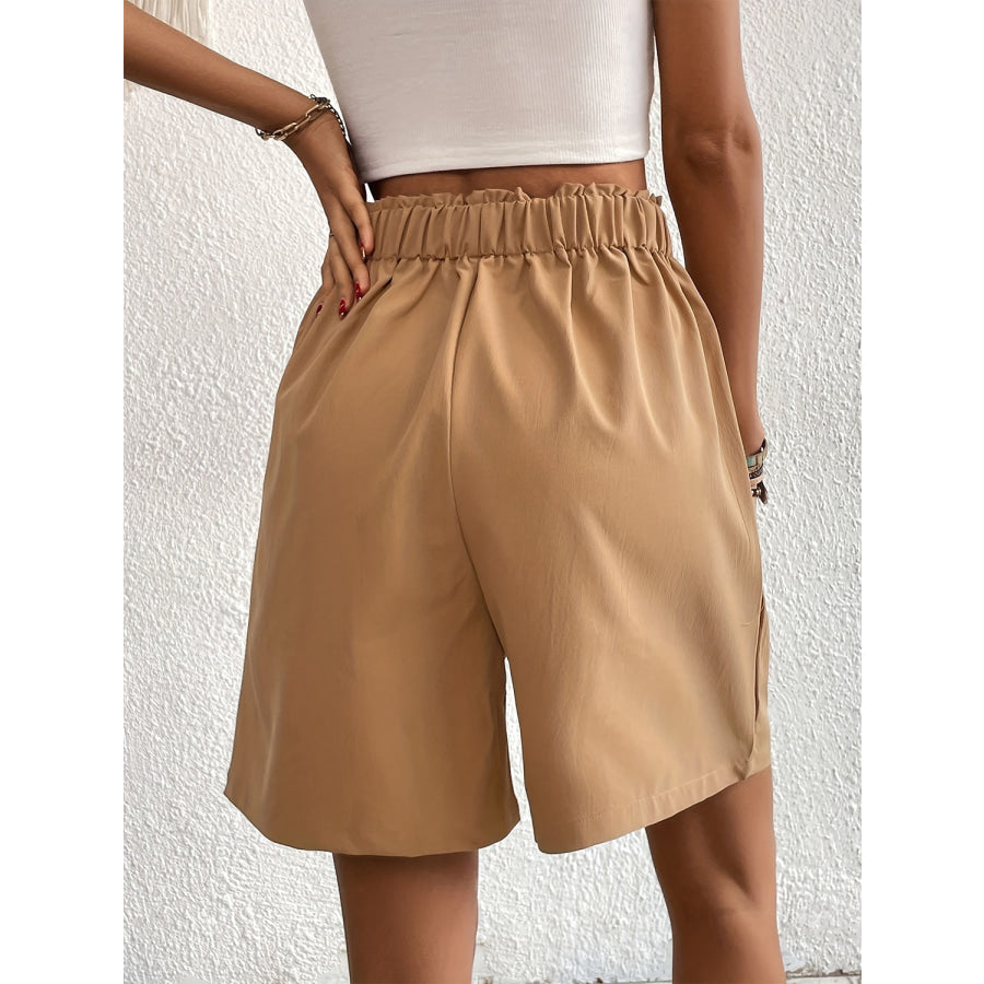 Pocketed Half Elastic Waist Shorts Apparel and Accessories