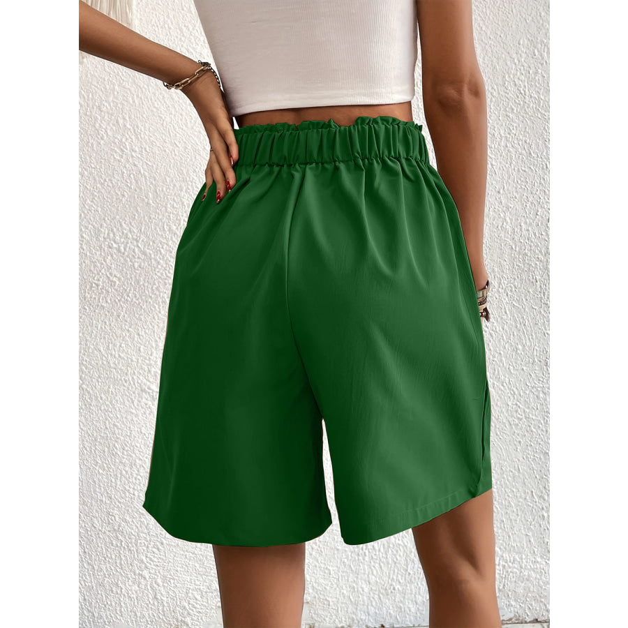 Pocketed Half Elastic Waist Shorts Apparel and Accessories