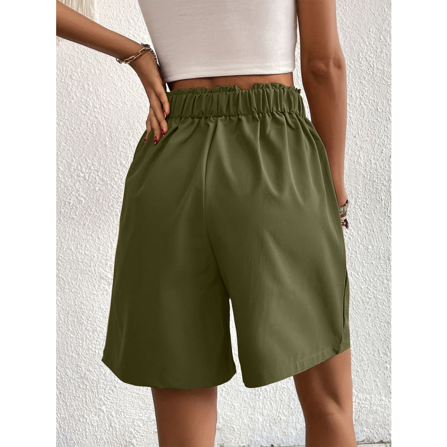 Pocketed Half Elastic Waist Shorts Matcha Green / S Apparel and Accessories