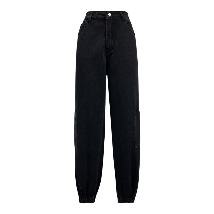 Pocketed High Rise Jeans Black / XS Apparel and Accessories