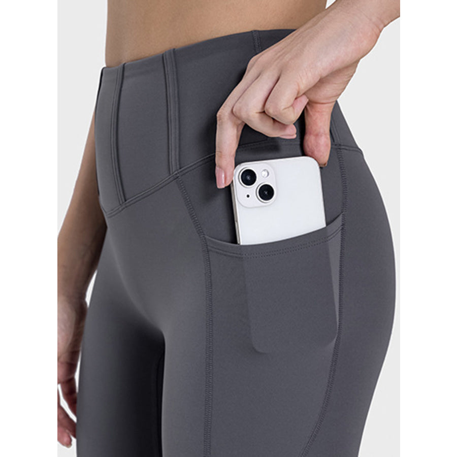 Pocketed High Waist Active Leggings Charcoal / 4 Apparel and Accessories