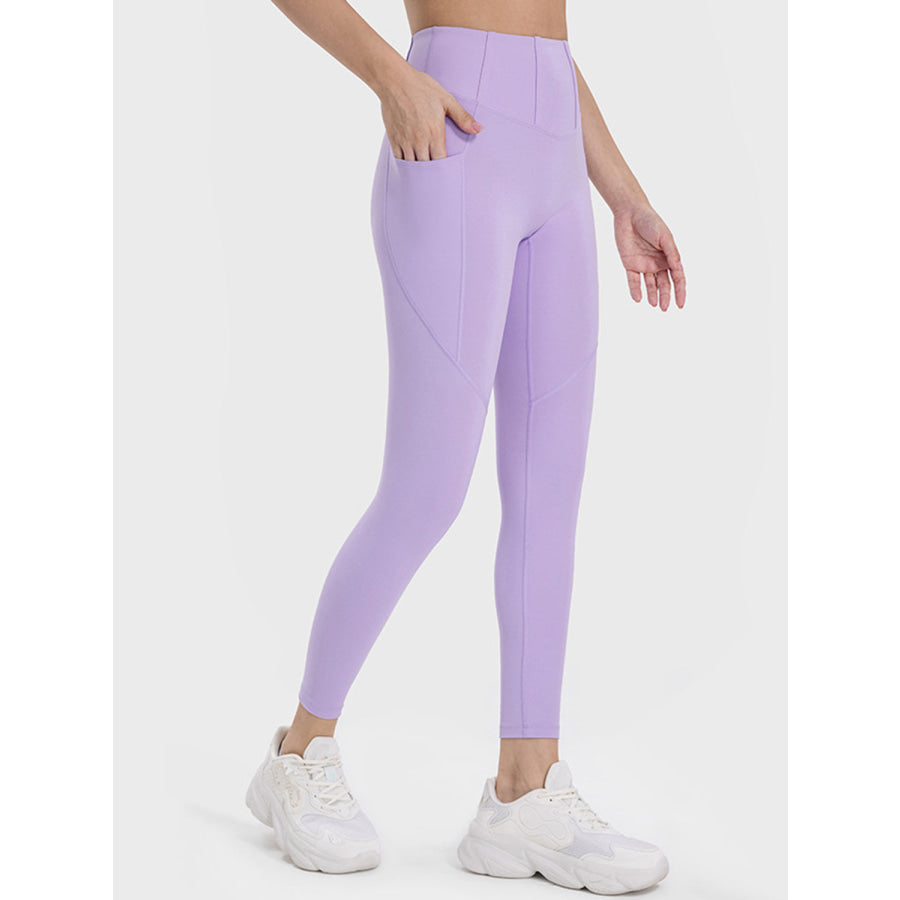 Pocketed High Waist Active Leggings Lavender / 4 Apparel and Accessories