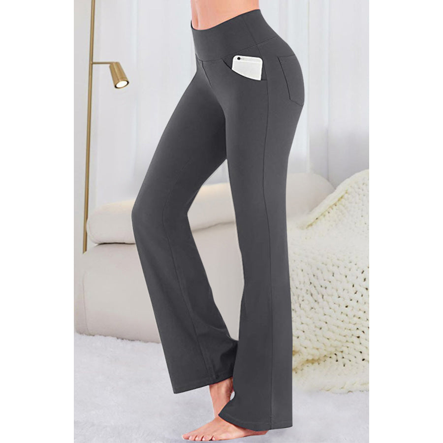 Pocketed High Waist Active Pants Charcoal / S Apparel and Accessories
