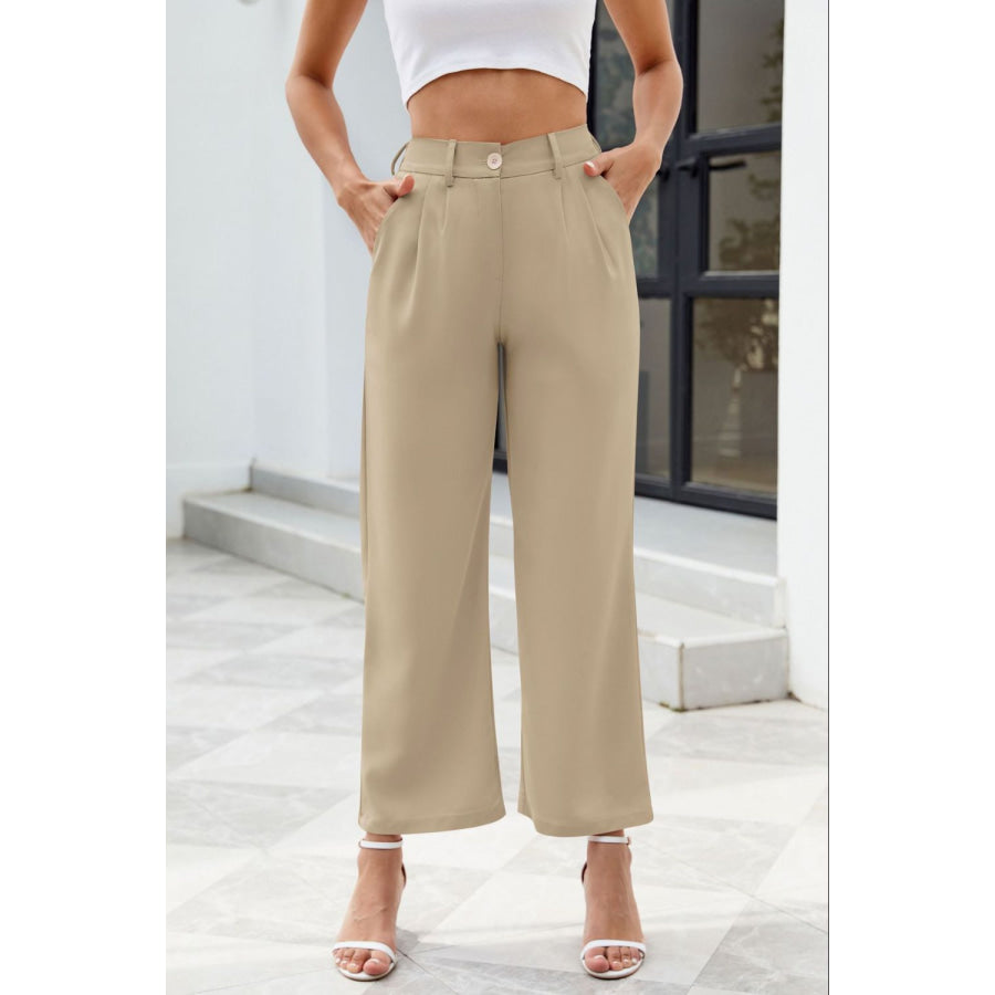 Pocketed High Waist Pants Apparel and Accessories
