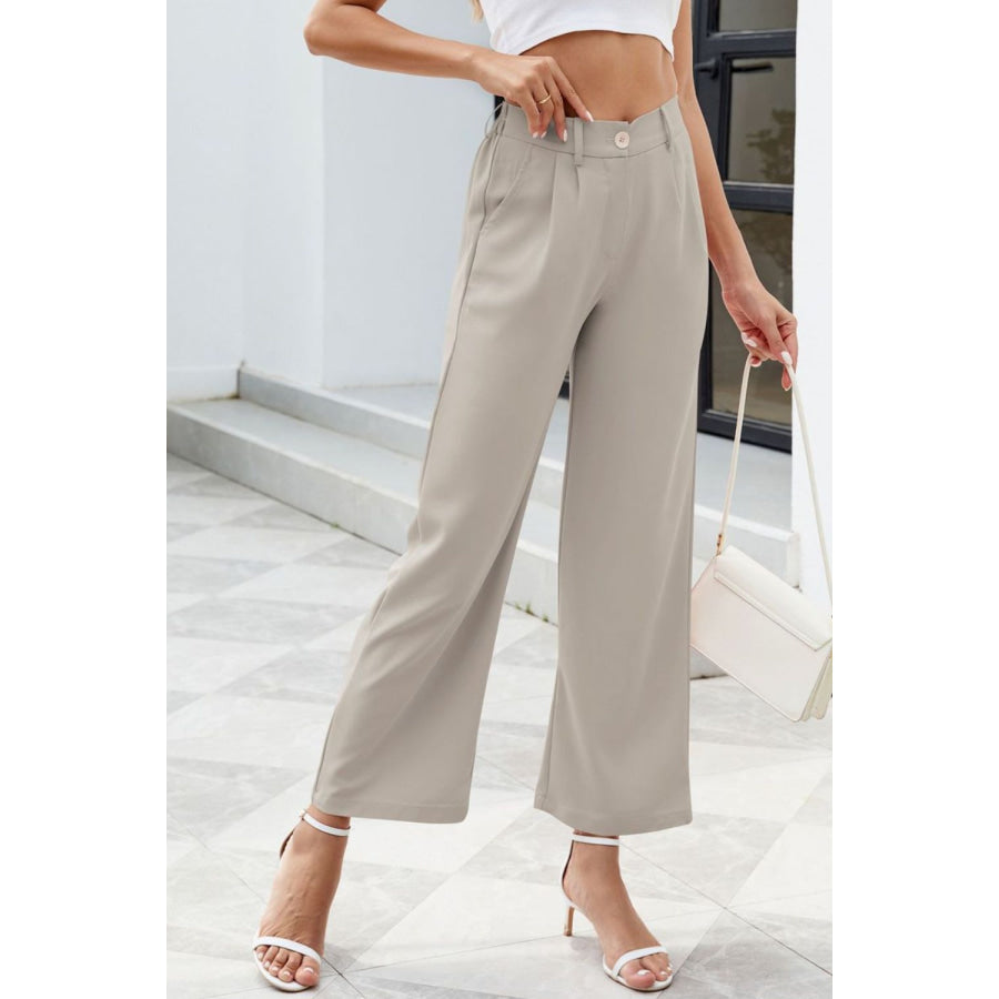 Pocketed High Waist Pants Apparel and Accessories