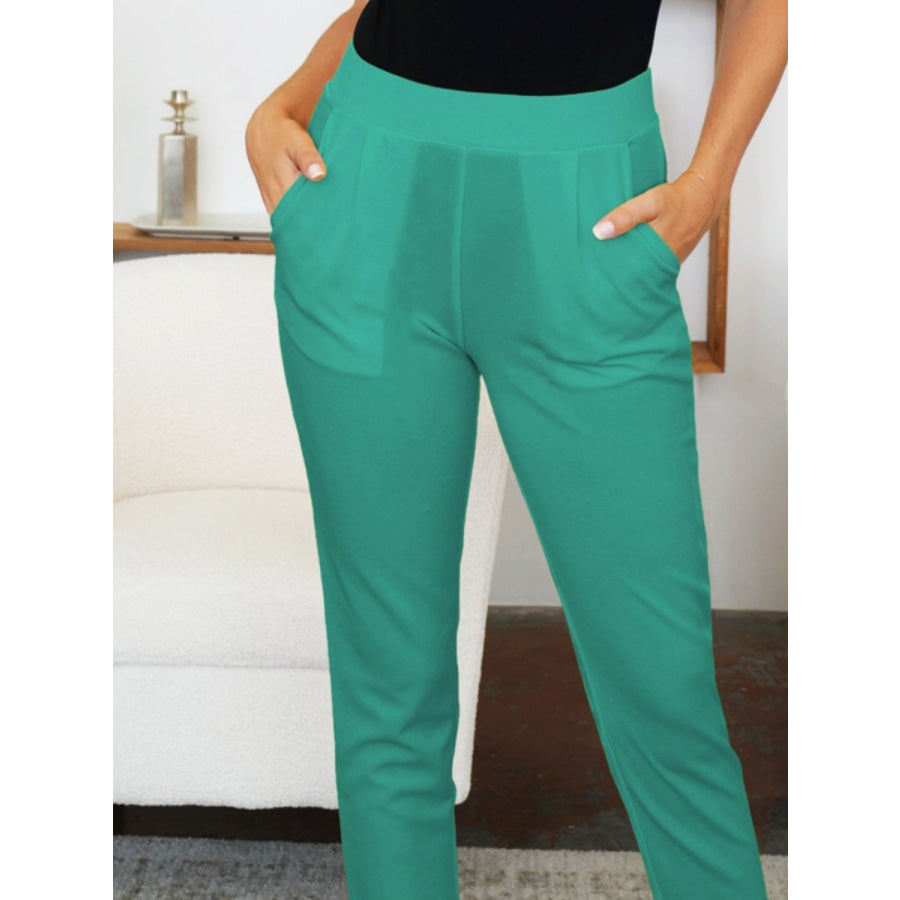 Pocketed High Waist Skinny Pants Apparel and Accessories