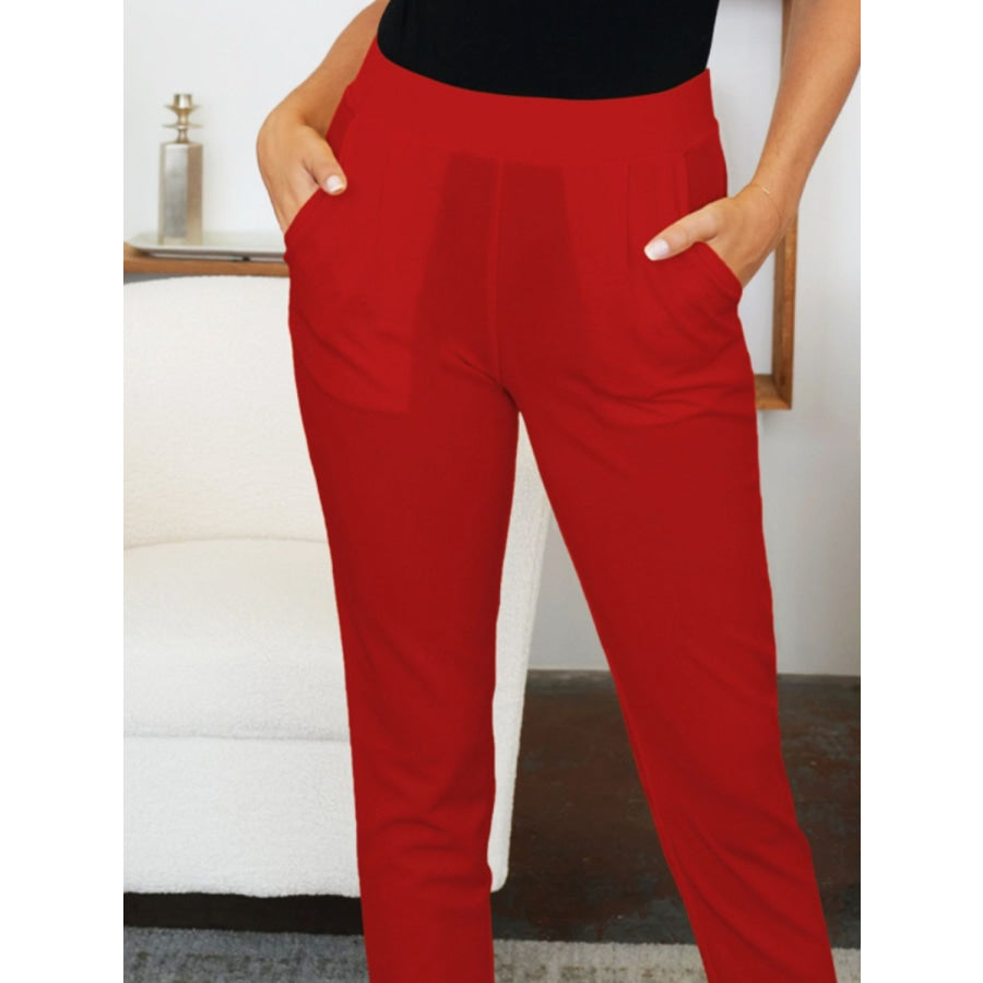 Pocketed High Waist Skinny Pants Apparel and Accessories