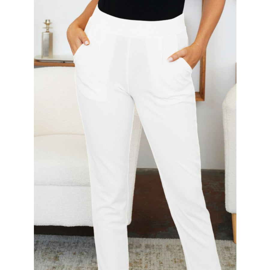 Pocketed High Waist Skinny Pants Apparel and Accessories