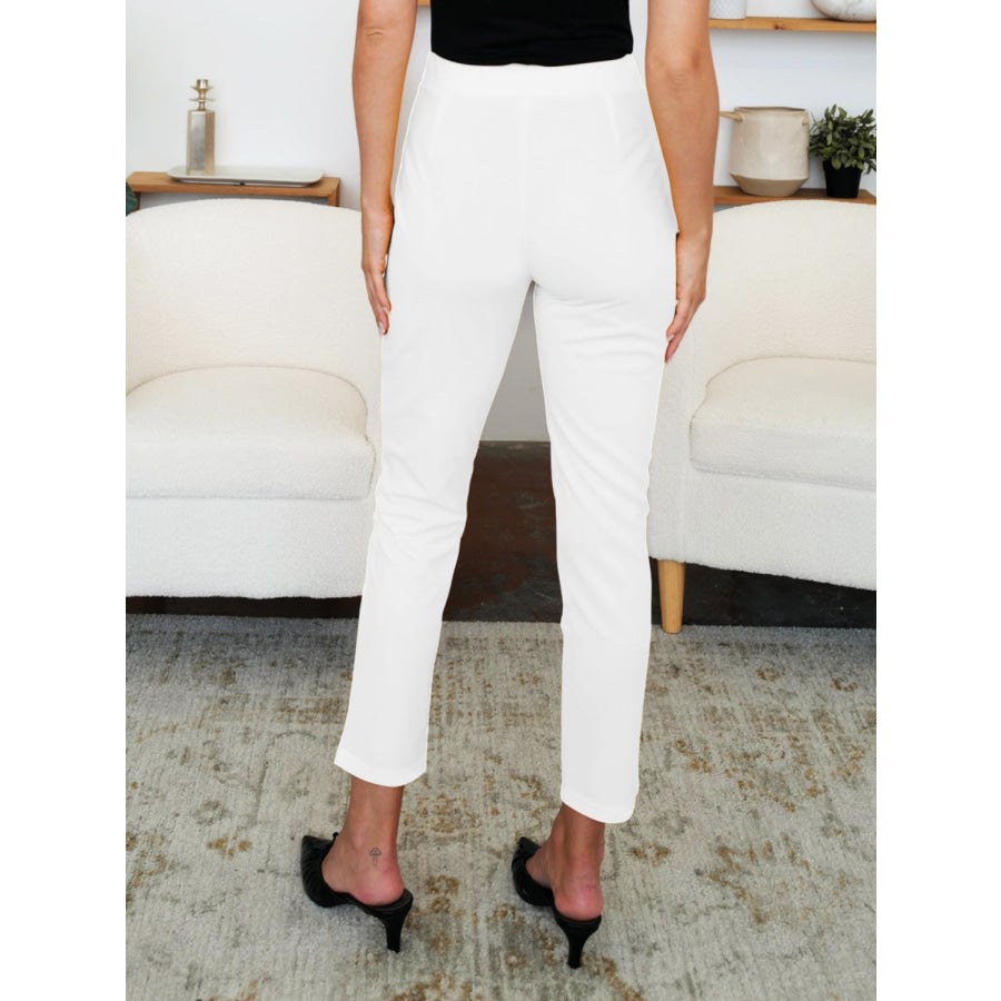 Pocketed High Waist Skinny Pants Apparel and Accessories