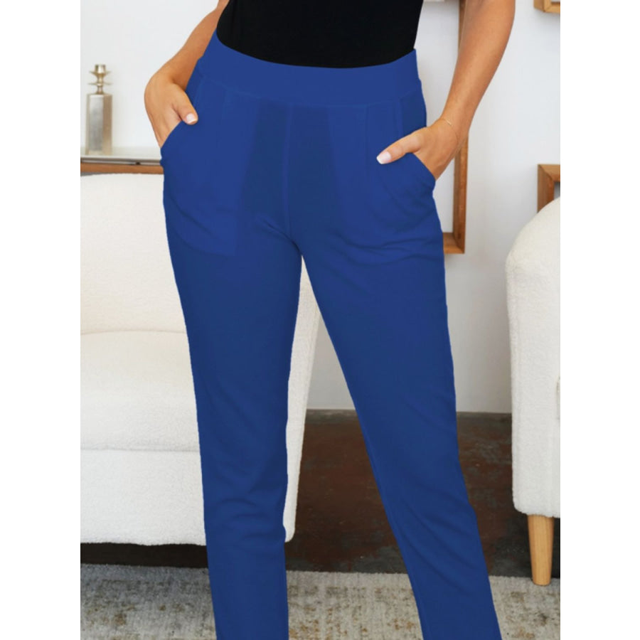 Pocketed High Waist Skinny Pants Apparel and Accessories