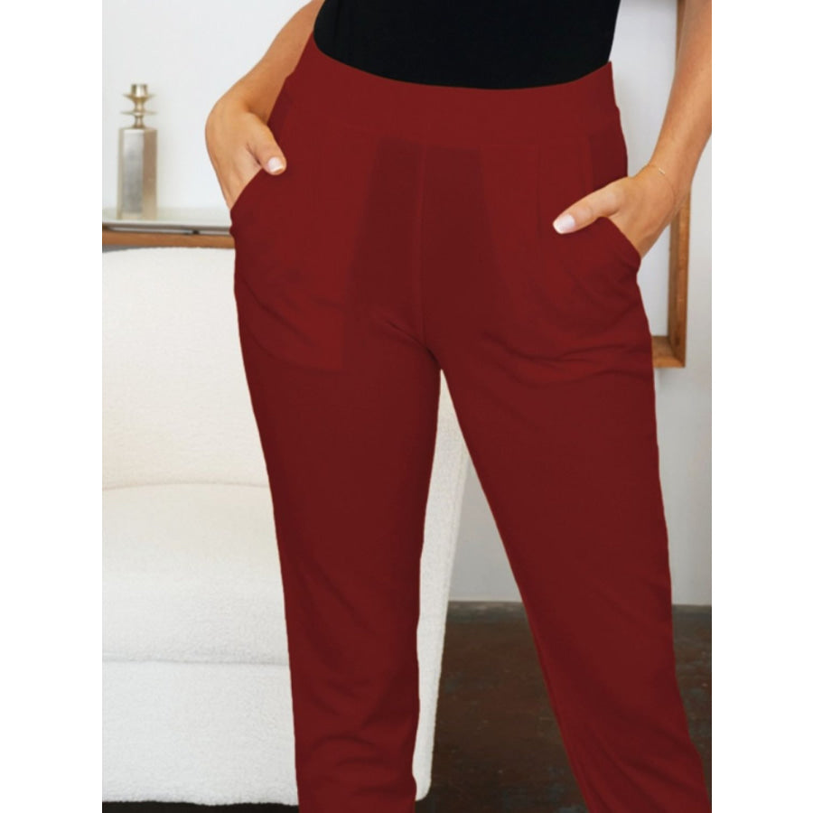 Pocketed High Waist Skinny Pants Apparel and Accessories