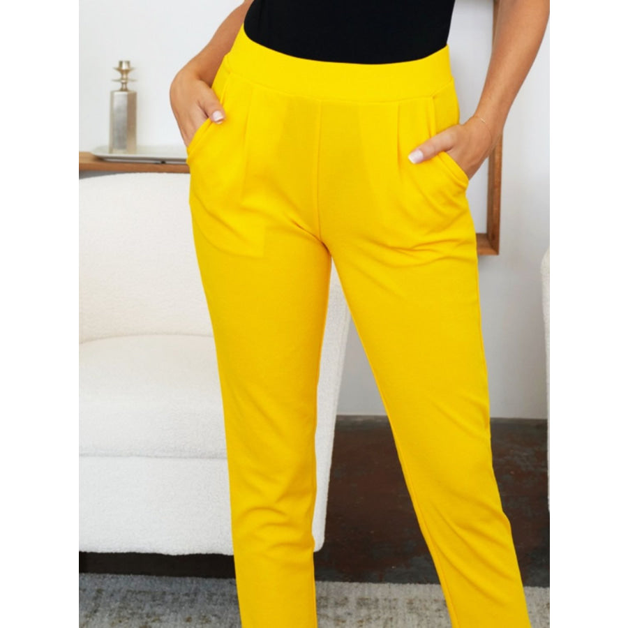 Pocketed High Waist Skinny Pants Apparel and Accessories