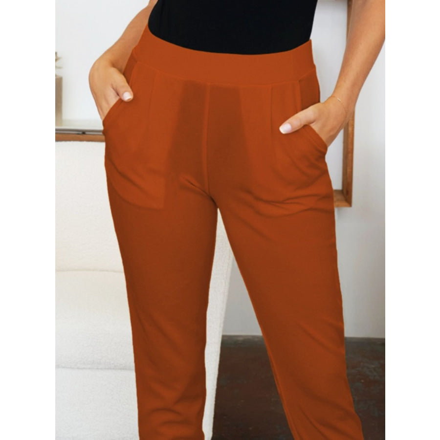 Pocketed High Waist Skinny Pants Apparel and Accessories