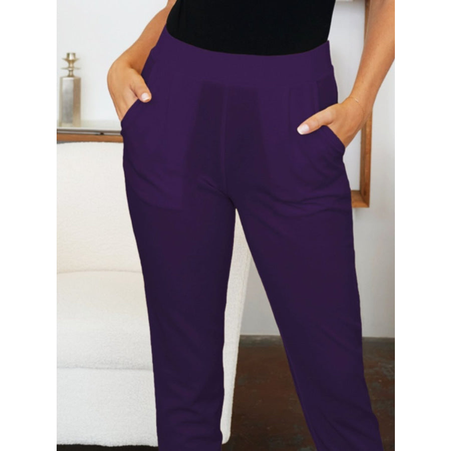 Pocketed High Waist Skinny Pants Apparel and Accessories