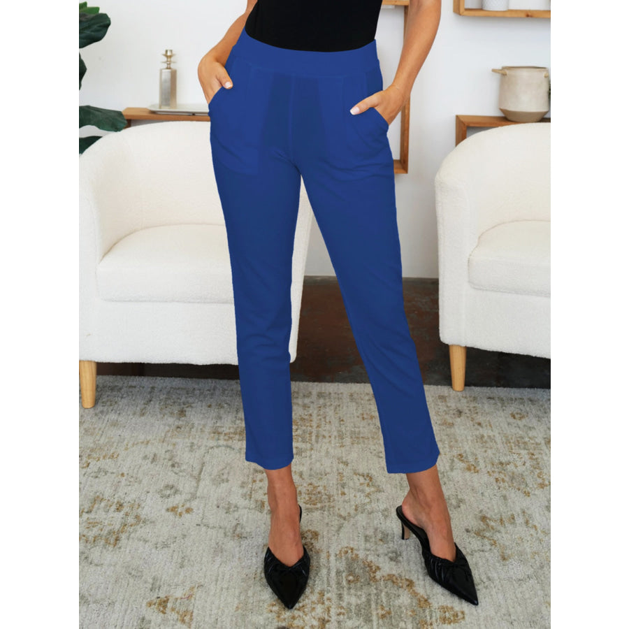 Pocketed High Waist Skinny Pants Navy / S Apparel and Accessories