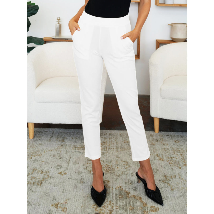 Pocketed High Waist Skinny Pants White / S Apparel and Accessories