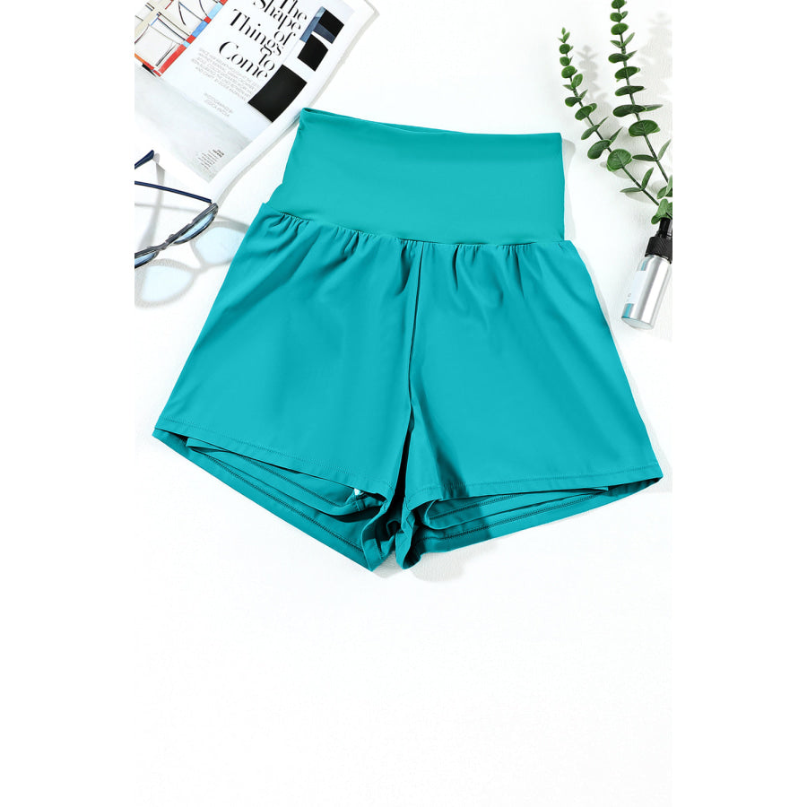 Pocketed High Waist Swim Shorts Apparel and Accessories