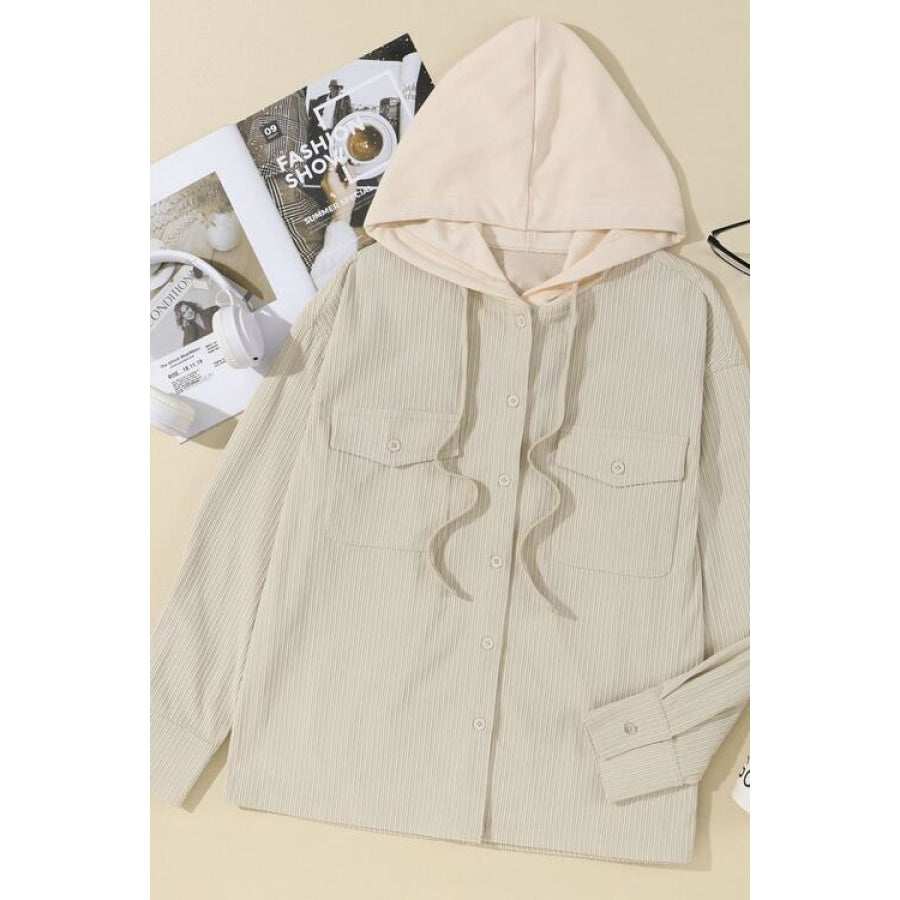 Pocketed Hooded Long Sleeve Jacket