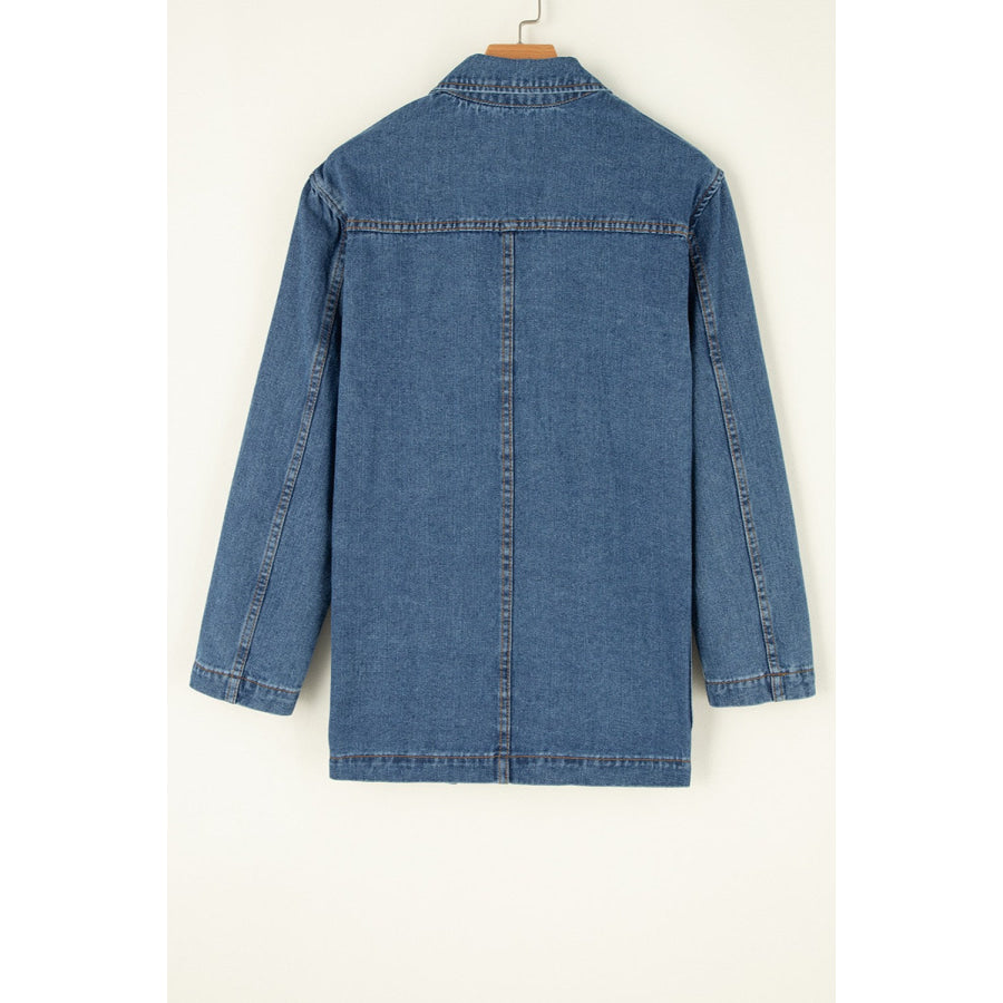 Pocketed Long Sleeve Denim Jacket Apparel and Accessories