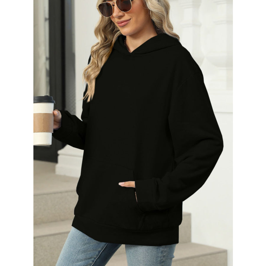 Pocketed Long Sleeve Hoodie Apparel and Accessories