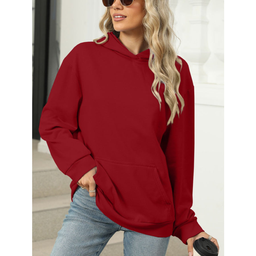 Pocketed Long Sleeve Hoodie Apparel and Accessories