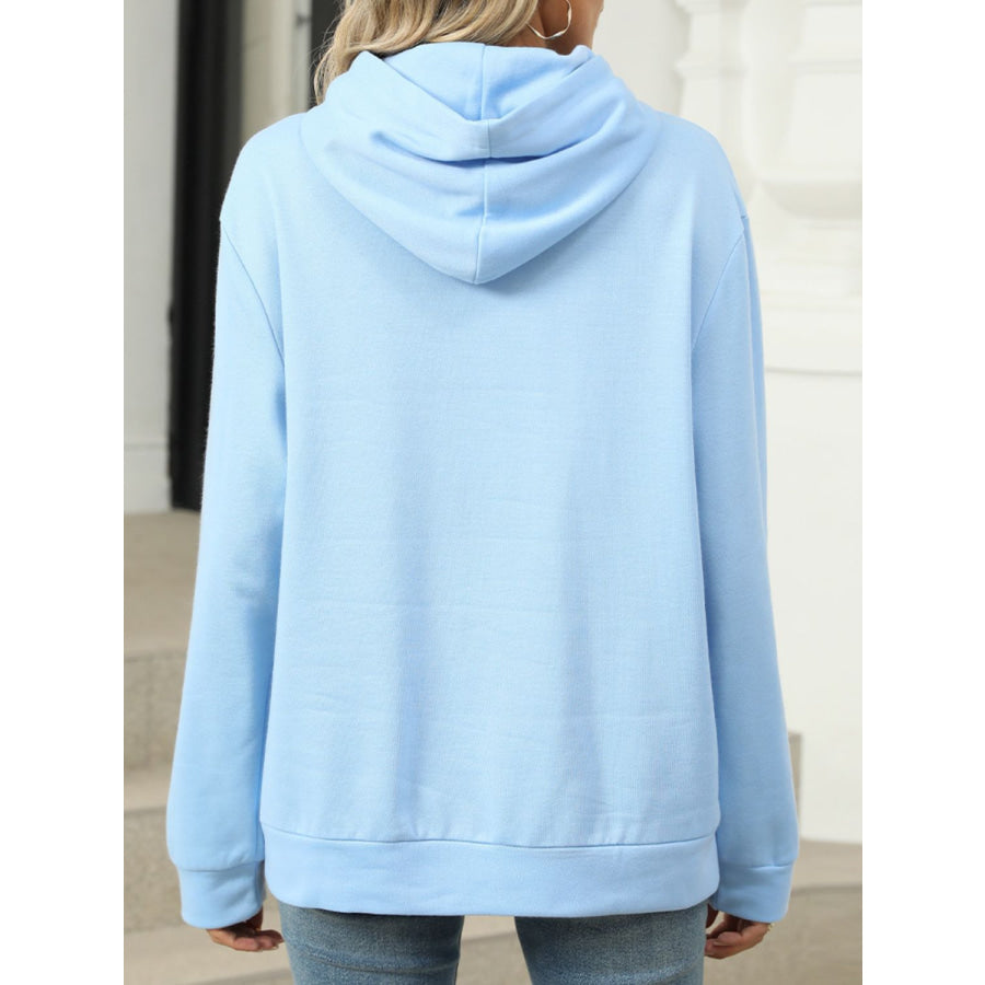 Pocketed Long Sleeve Hoodie Apparel and Accessories