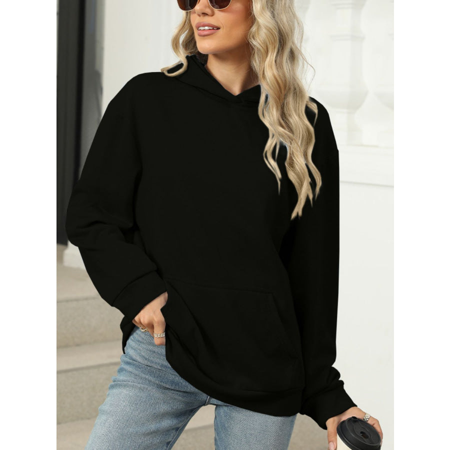 Pocketed Long Sleeve Hoodie Apparel and Accessories