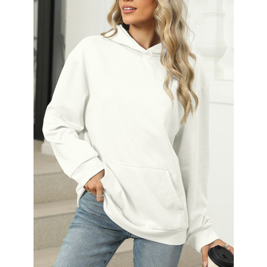 Pocketed Long Sleeve Hoodie Apparel and Accessories