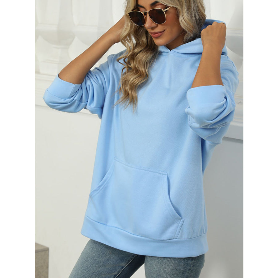 Pocketed Long Sleeve Hoodie Apparel and Accessories