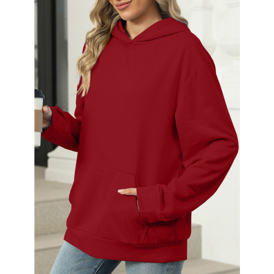 Pocketed Long Sleeve Hoodie Apparel and Accessories