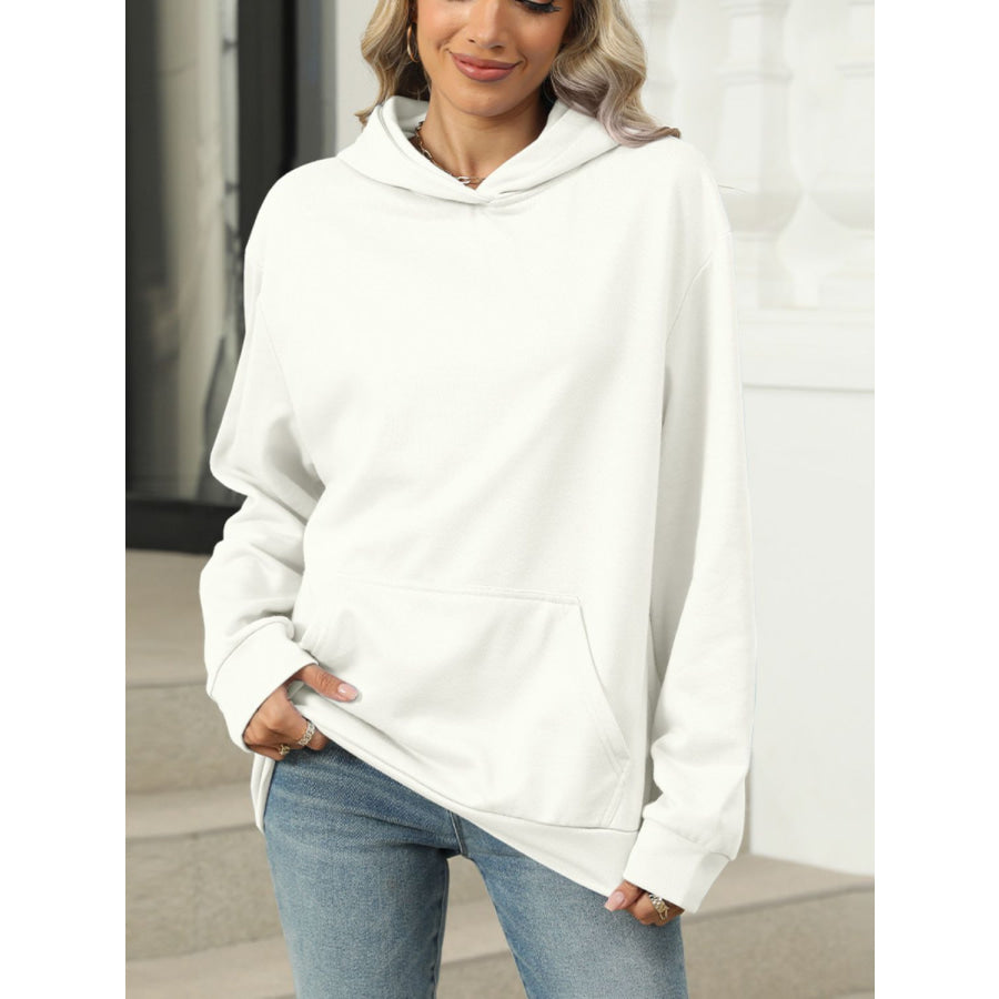 Pocketed Long Sleeve Hoodie Apparel and Accessories