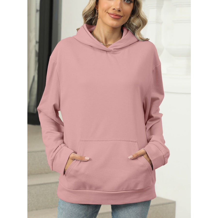 Pocketed Long Sleeve Hoodie Apparel and Accessories