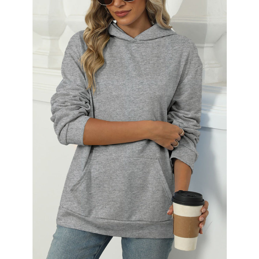 Pocketed Long Sleeve Hoodie Apparel and Accessories