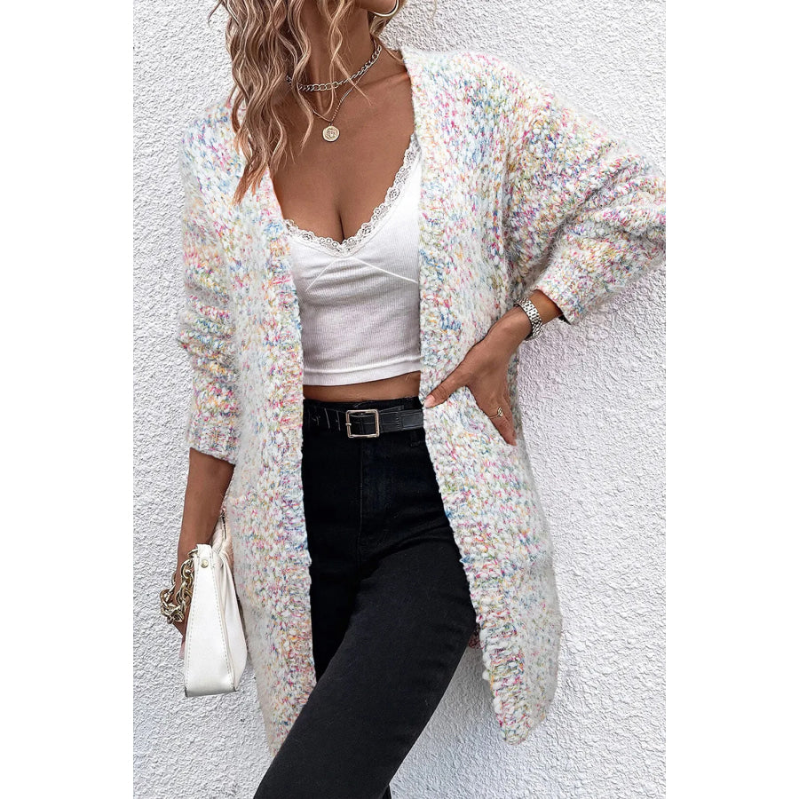 Pocketed Open Front Long Sleeve Cardigan Ivory / S Apparel and Accessories