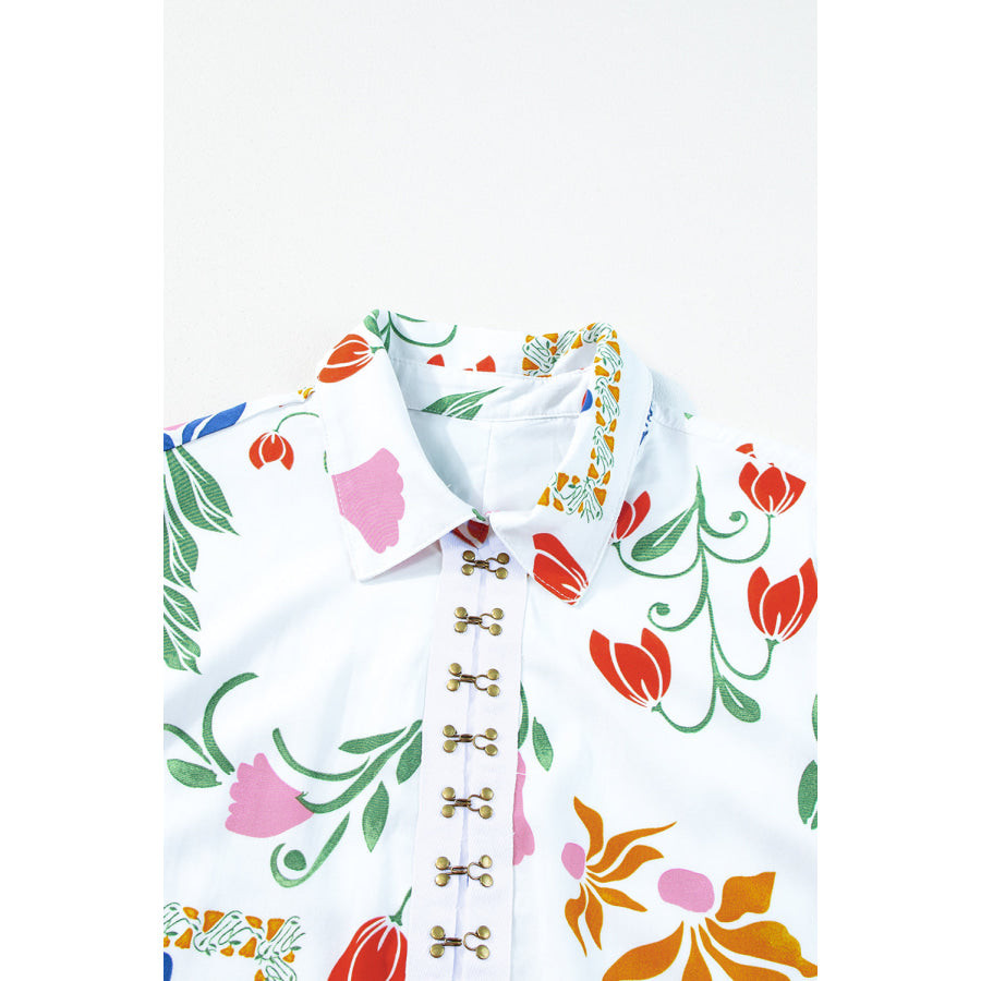 Pocketed Printed Half Sleeve Romper Apparel and Accessories