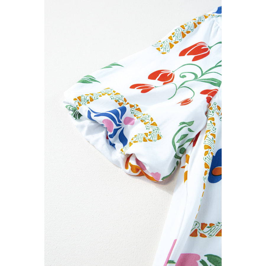Pocketed Printed Half Sleeve Romper Apparel and Accessories