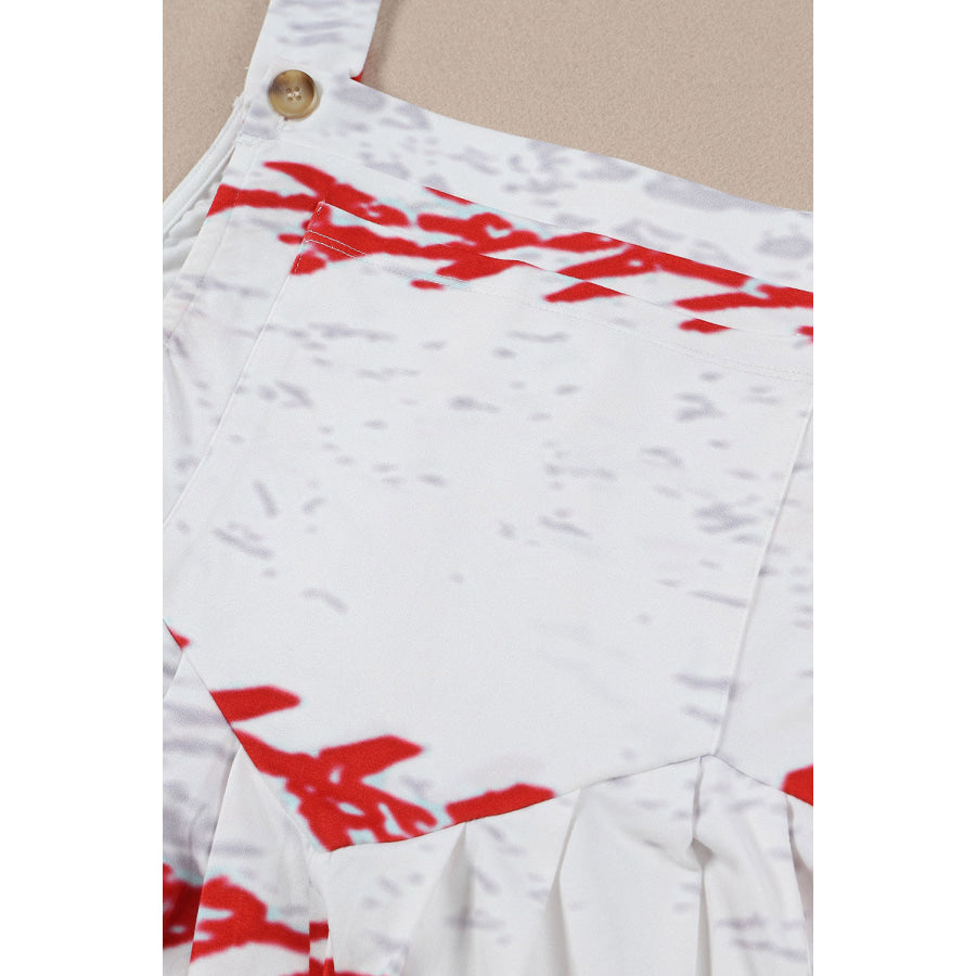 Pocketed Printed Wide Strap Overall Apparel and Accessories
