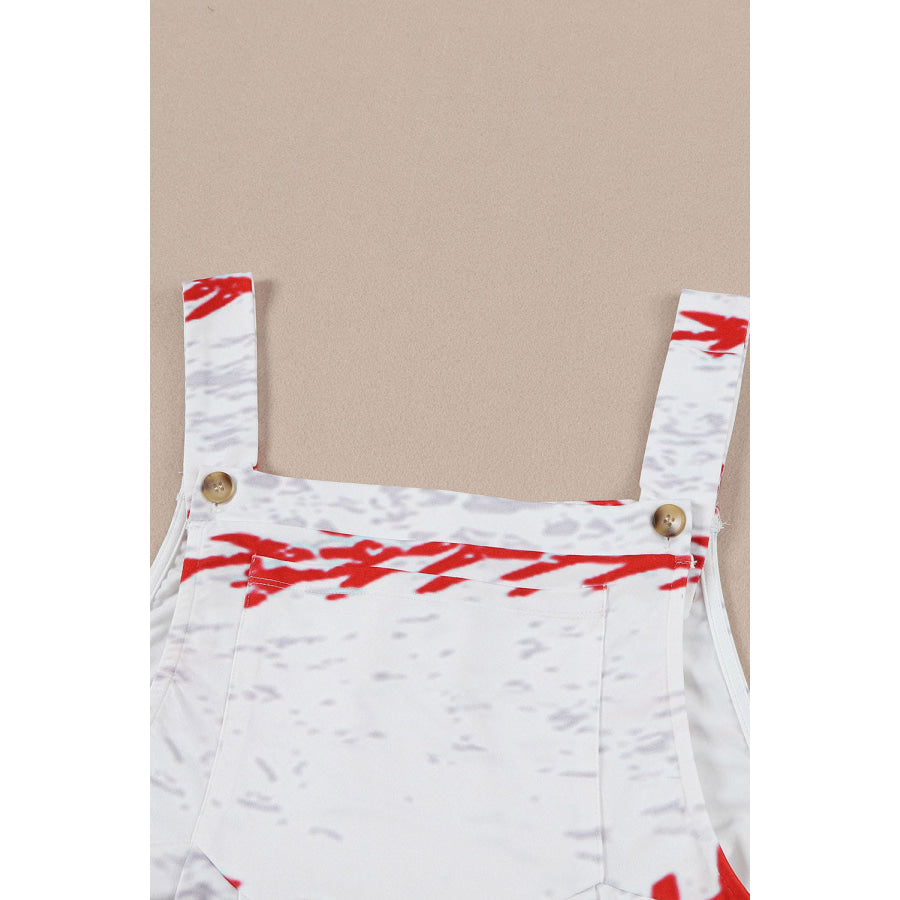 Pocketed Printed Wide Strap Overall Apparel and Accessories