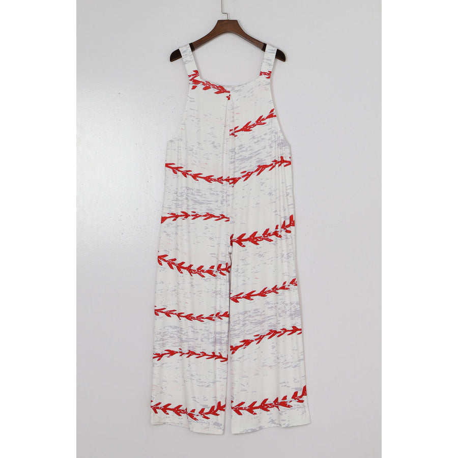 Pocketed Printed Wide Strap Overall Multicolor / S Apparel and Accessories