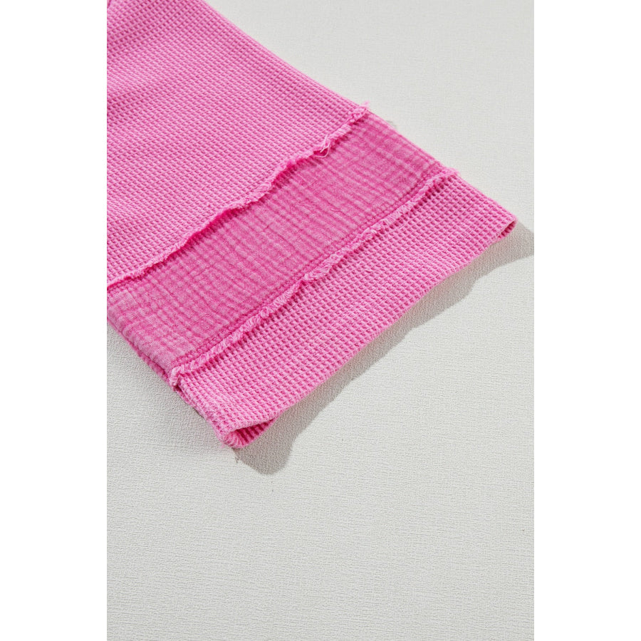 Pocketed Round Neck Three-Quarter Sleeve T-Shirt Apparel and Accessories