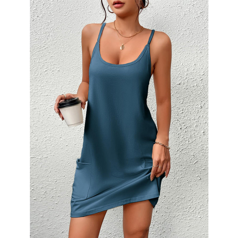 Pocketed Scoop Neck Cami Dress Apparel and Accessories