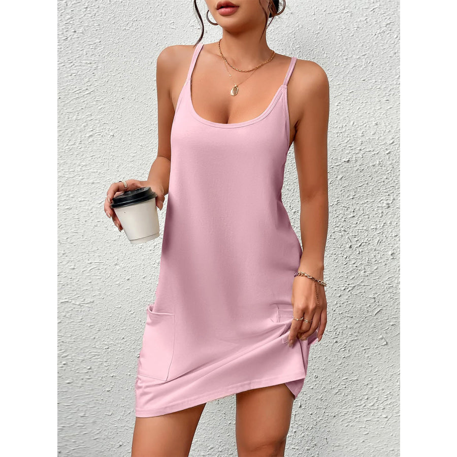 Pocketed Scoop Neck Cami Dress Apparel and Accessories