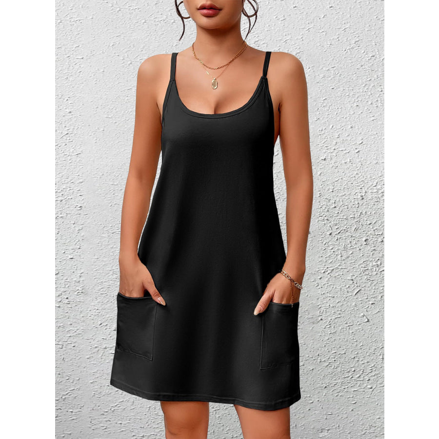 Pocketed Scoop Neck Cami Dress Apparel and Accessories