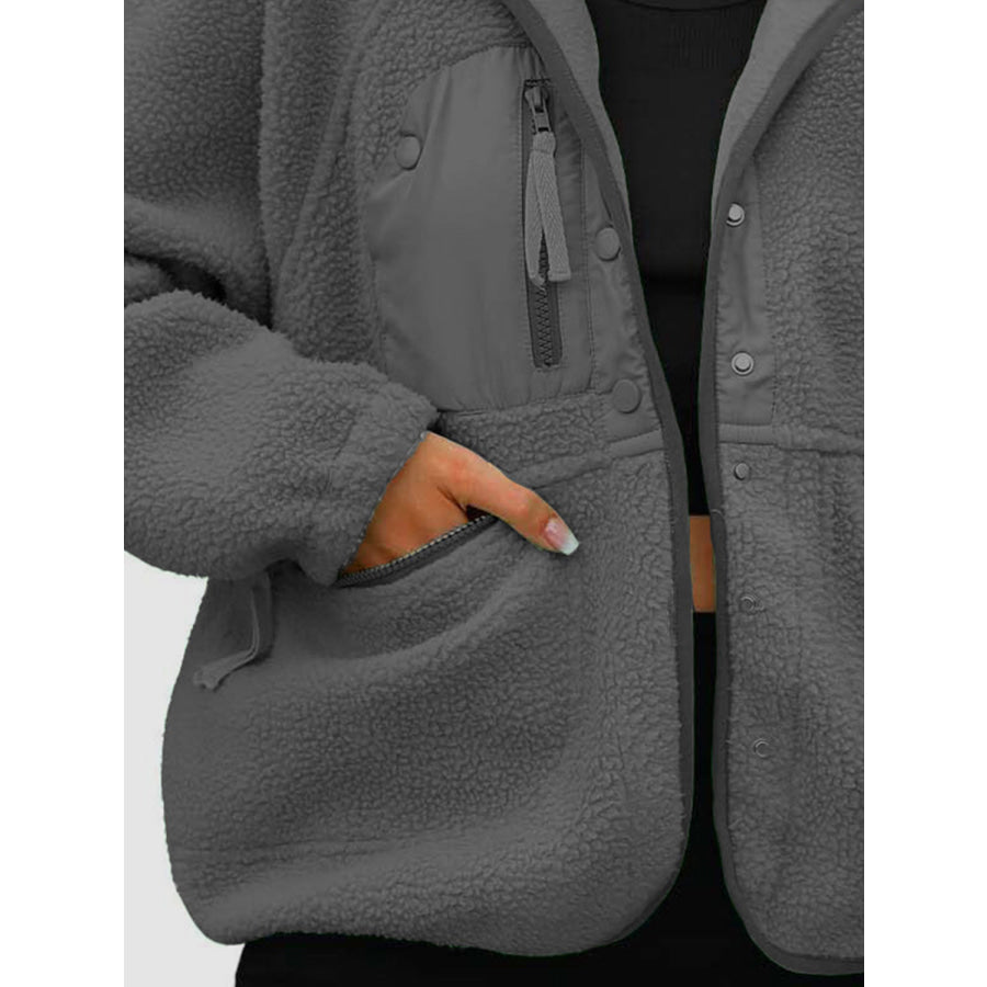 Pocketed Snap Down Sherpa Jacket Apparel and Accessories