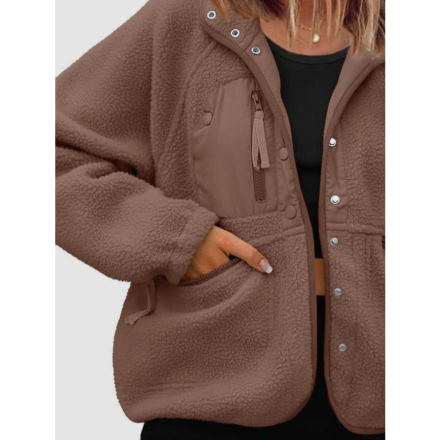 Pocketed Snap Down Sherpa Jacket Apparel and Accessories