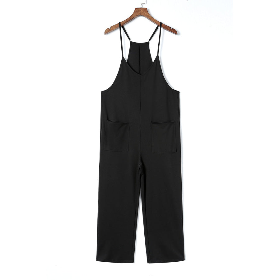 Pocketed Spaghetti Strap Wide Leg Jumpsuit Apparel and Accessories